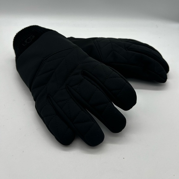 UGG All Weather Quilted Gloves With Knit Cuff Black Sz S/M NWT $95 - Picture 2 of 9